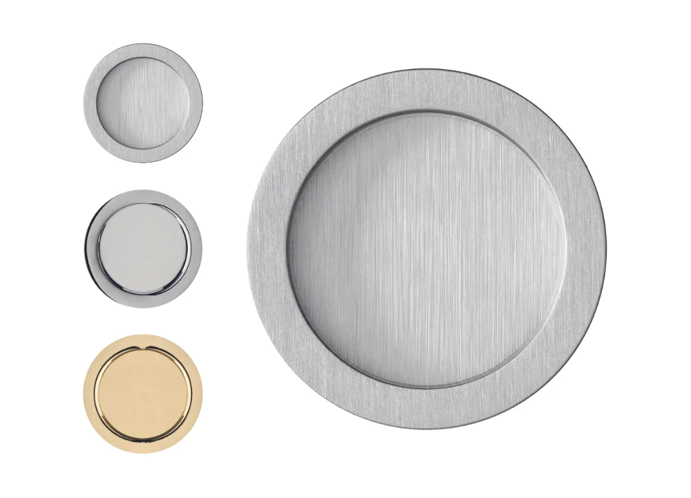 AURA Round Flush Pull Handle Set For Sliding Pocket Door