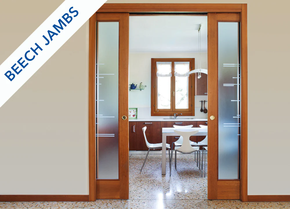Classic DOUBLE Pocket Door System - Beech Jambs
