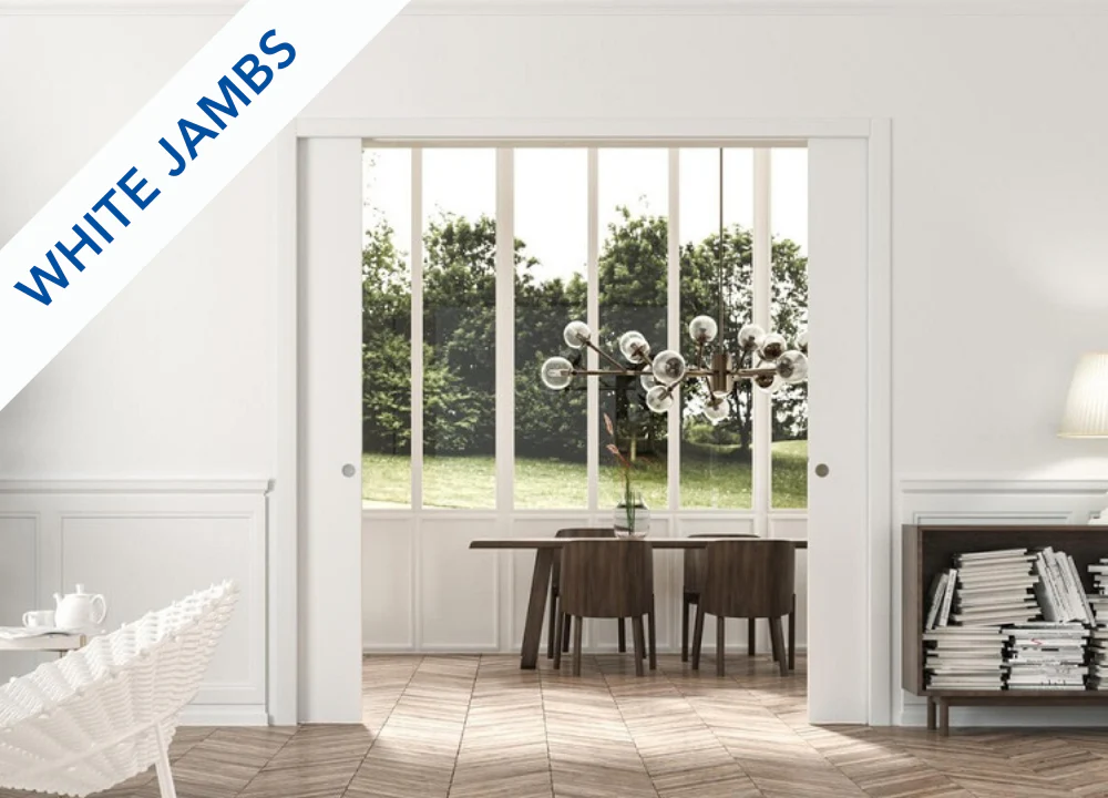 Classic DOUBLE Pocket Door System - White Jambs