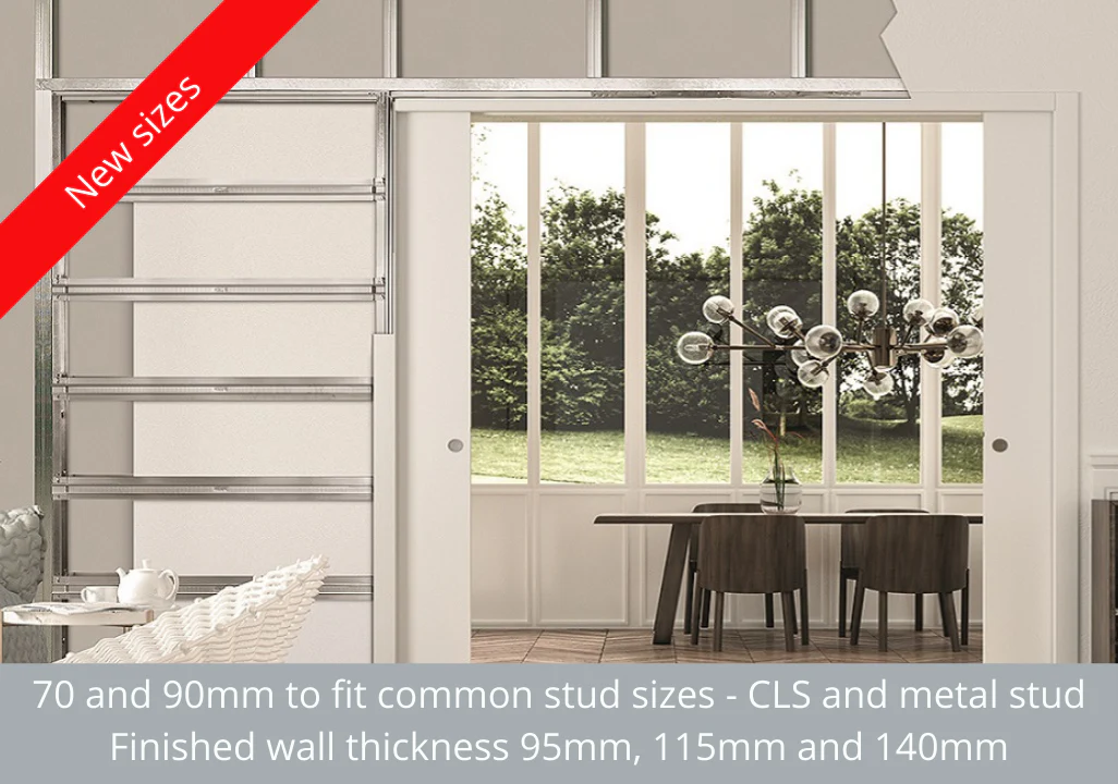 Classic DOUBLE Pocket Door System - White Jambs - Image 4
