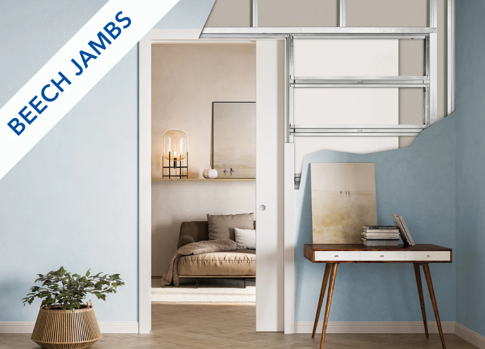 Classic SINGLE Pocket Door System- Beech Jambs - Image 3