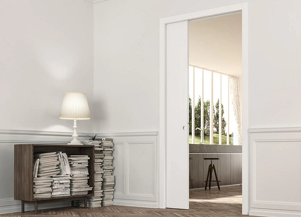 Classic SINGLE Pocket Door System - White Jambs - Image 9