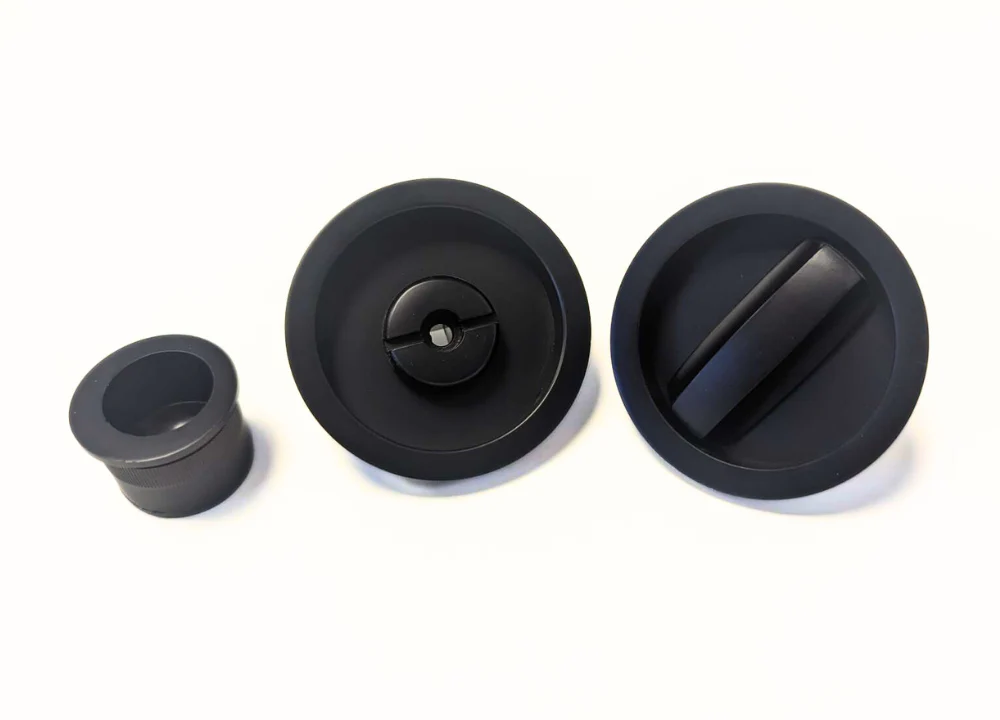 Round Bathroom / Privacy Lock Set For Sliding Pocket Door - Painted Black
