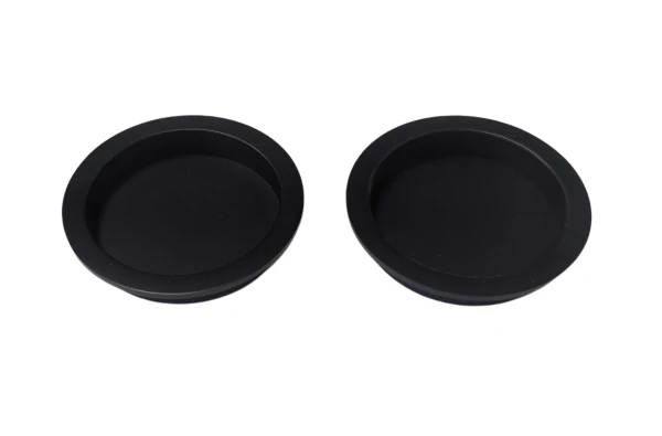 Round Flush Pull Handle Set For Sliding Pocket Door - Painted Black - Image 2