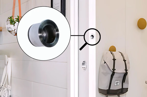 Round Door Edge Thumb Pull For Sliding Pocket Door - Satin Chrome / Black
