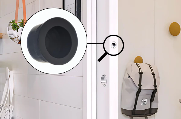 Round Door Edge Thumb Pull For Sliding Pocket Door - Satin Chrome / Black - Image 2