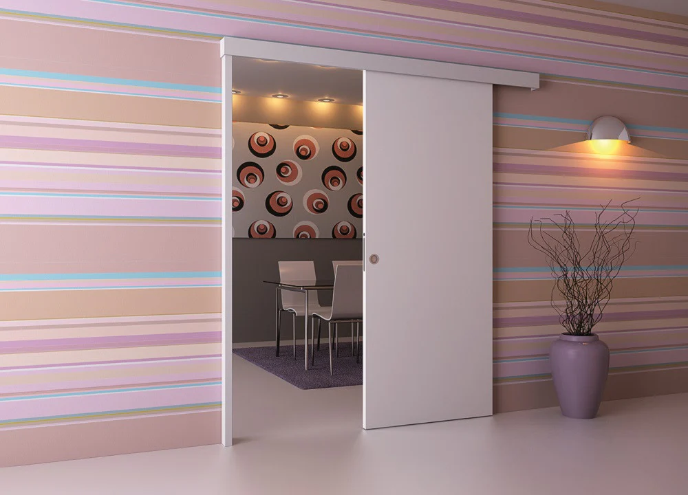 Wall Mounted Sliding Door Kit, Pelmet and Door Post-2m Track-Paris 3 - Image 2