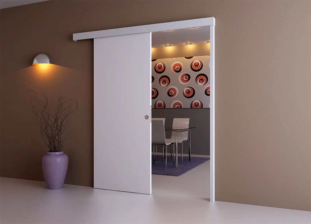 Wall Mounted Sliding Door Kit, Pelmet and Door Post-2m Track-Paris 3 - Image 4